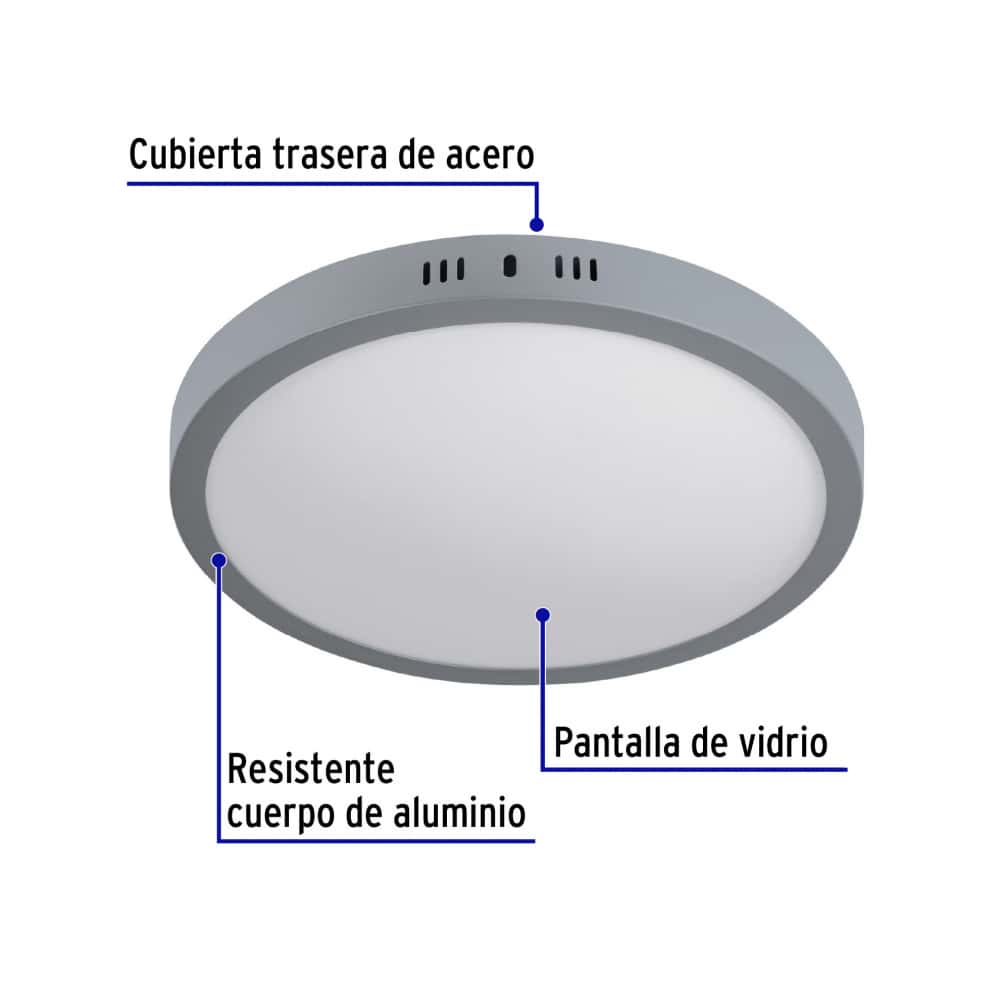 Luminario redondo gris LED 24 W Volteck PLA-217L - Miniatura 2