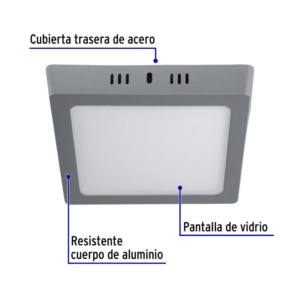 Luminario cuadrado gris LED 12 W Volteck PLA-219L - Miniatura 2
