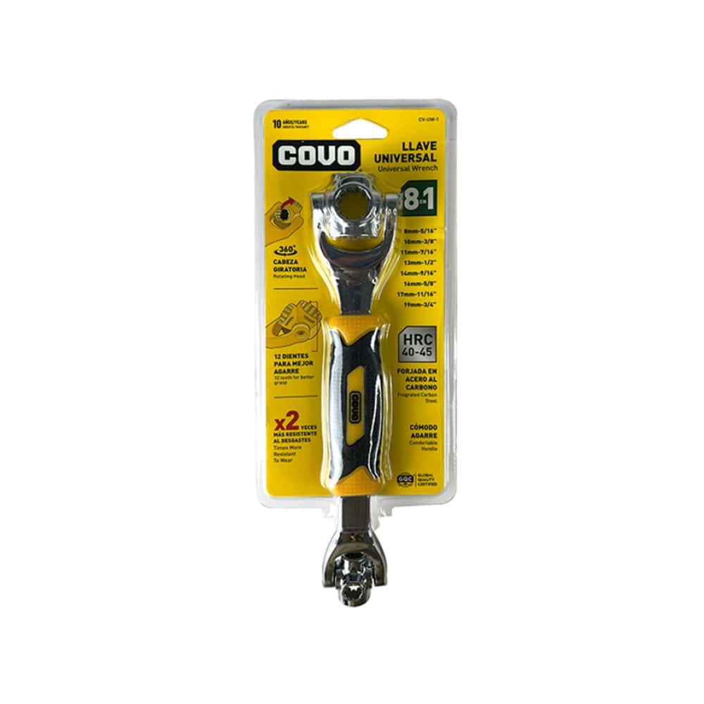 Llave inglesa universal profesional 8 en 1 giratoria de 360º Covo - Miniatura 1