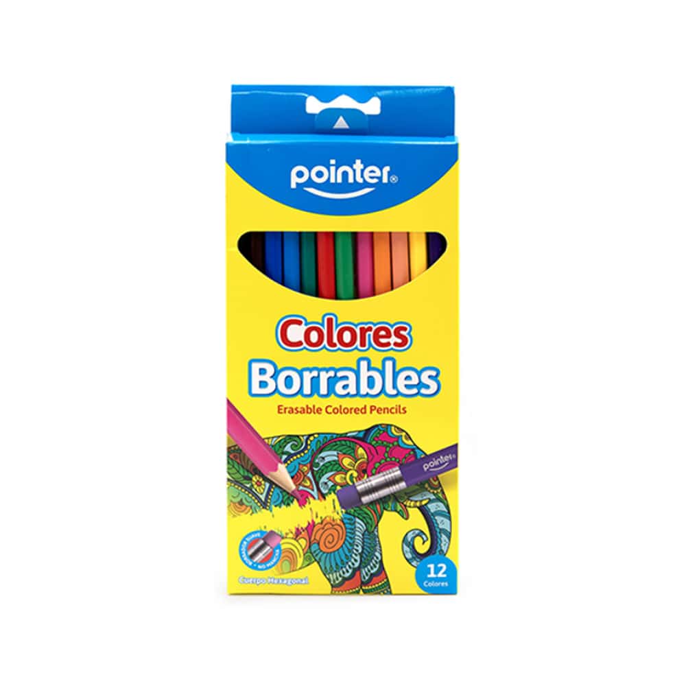 Juego de 12 lápices de colores borrables Pointer - Miniatura 1