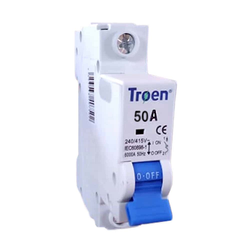 Interruptor - breaker - termomagnético de 1 polo 50 A tipo europeo Troen - Miniatura 1