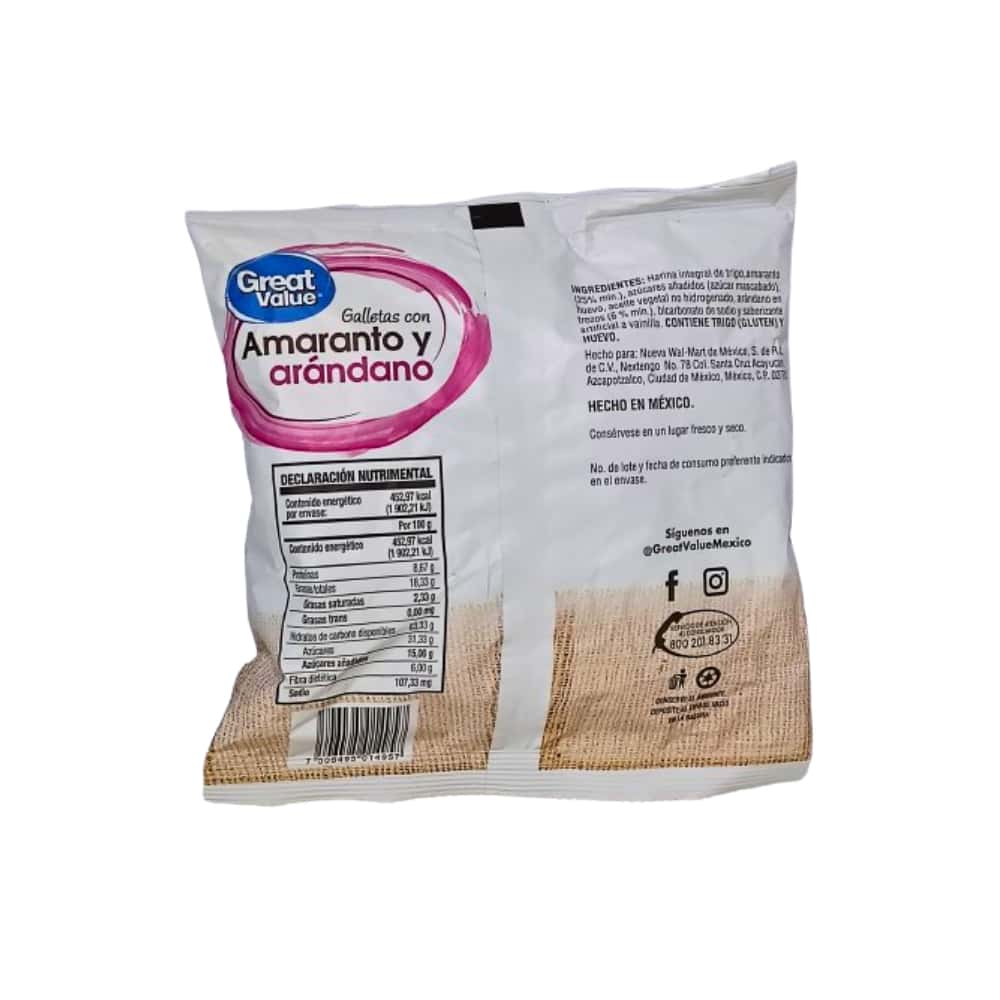 Galletas con amaranto y arándanos Great Value (100 g / 3.5 oz) - Miniatura 2