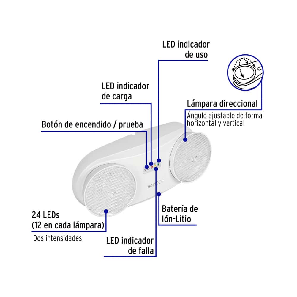 Lámpara de emergencia recargable Volteck LAE-24D - Miniatura 2
