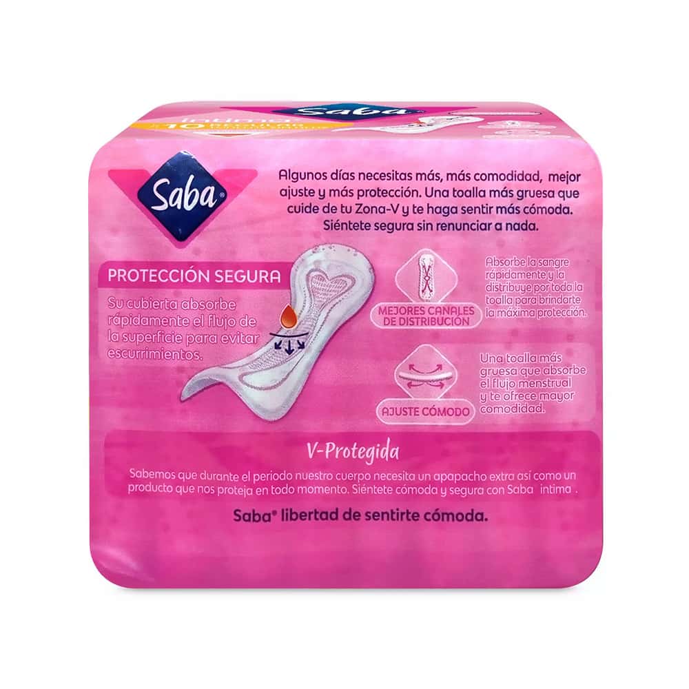 Toallas femeninas regulares sin alas flujo abundante Intima Saba (10 U) - Miniatura 2