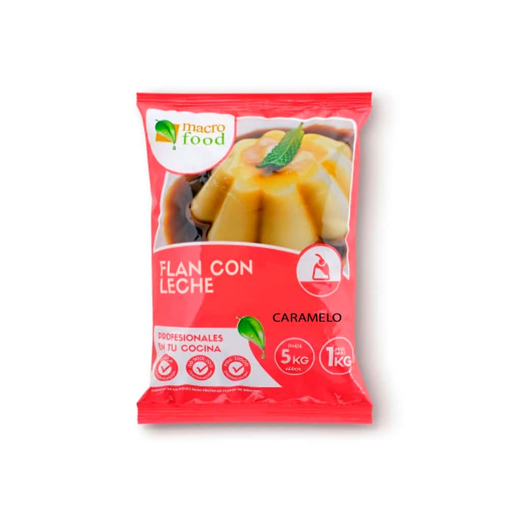 Flan con leche sabor caramelo Macro Food (1 kg / 2.2 lb) - Miniatura 1