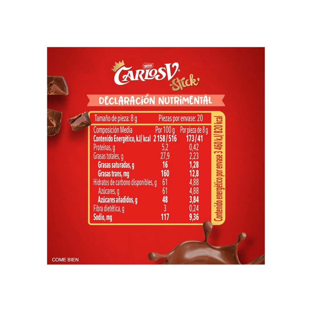 Barras de chocolate con leche Nestlé Carlos V (160 g / 5.64 oz) - Miniatura 5