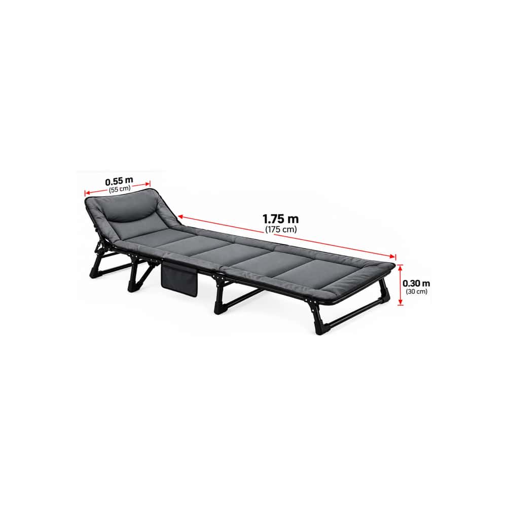 Catre plegable reclinable acolchado con almohada y bolsillo lateral 55 x 175 x 30 cm NAP - Miniatura 2