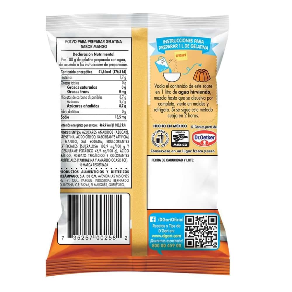 Gelatina de sabor mango D'Gari (120 g / 4.23 oz) - Miniatura 2
