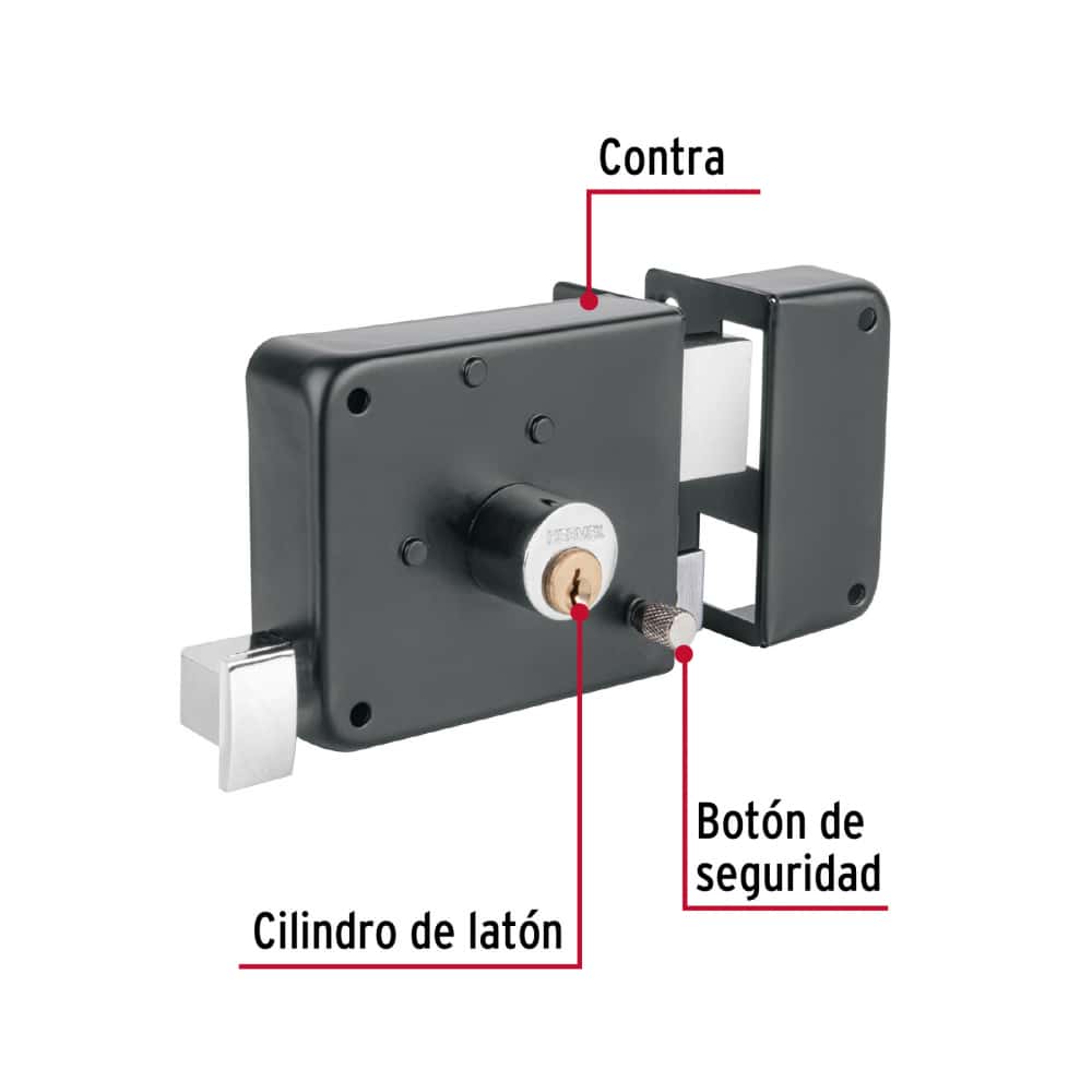Cerradura de sobreponer derecha color negro mate Hermex CS-756D - Miniatura 2