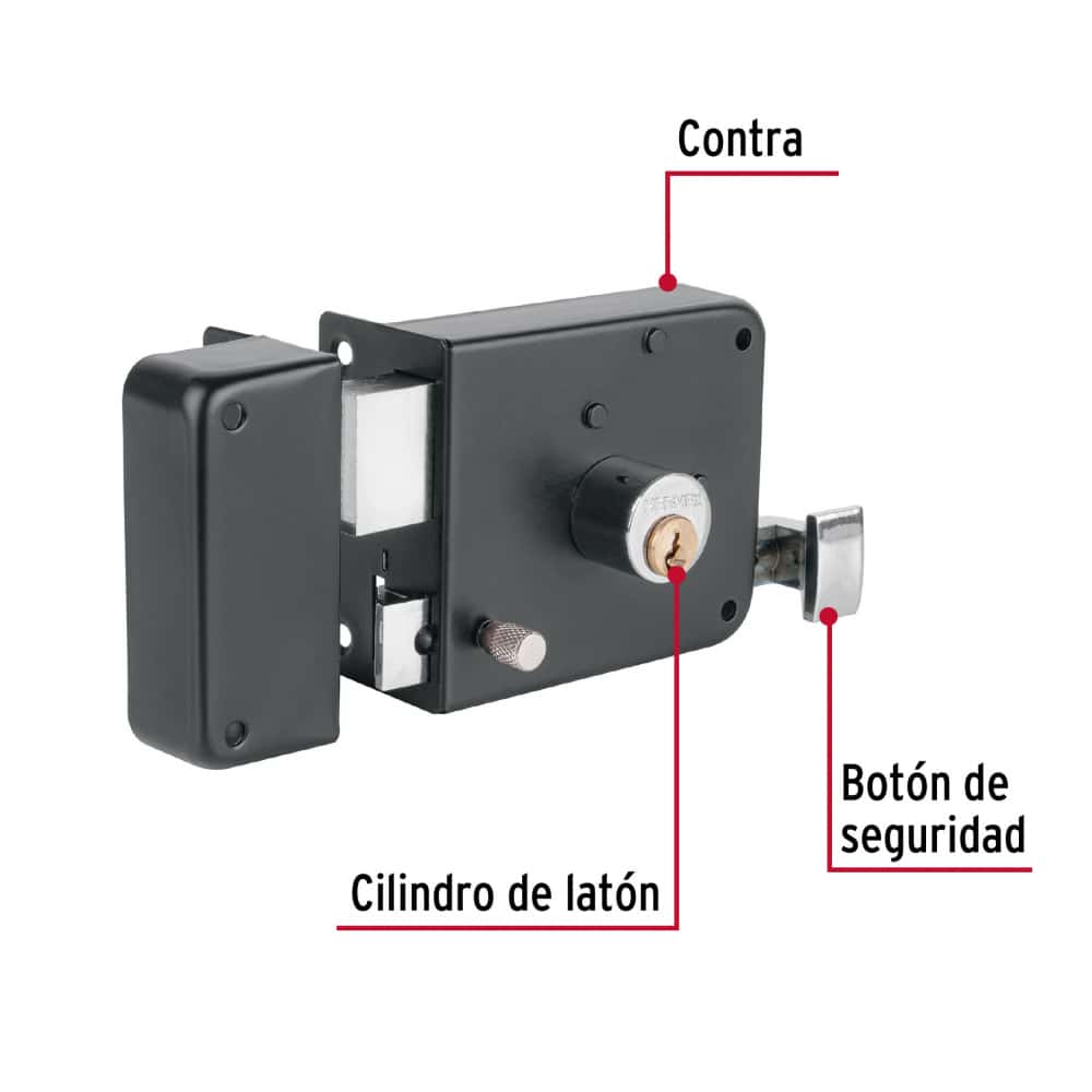 Cerradura de sobreponer izquierda color negro mate Hermex CS-756I - Miniatura 2