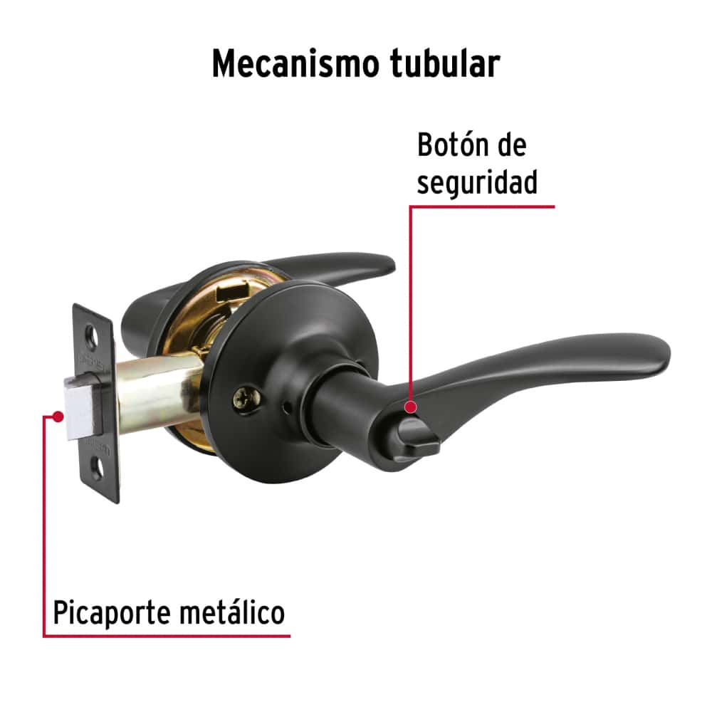 Cerradura de manija color negro Hermex CEMA-6BB - Miniatura 2