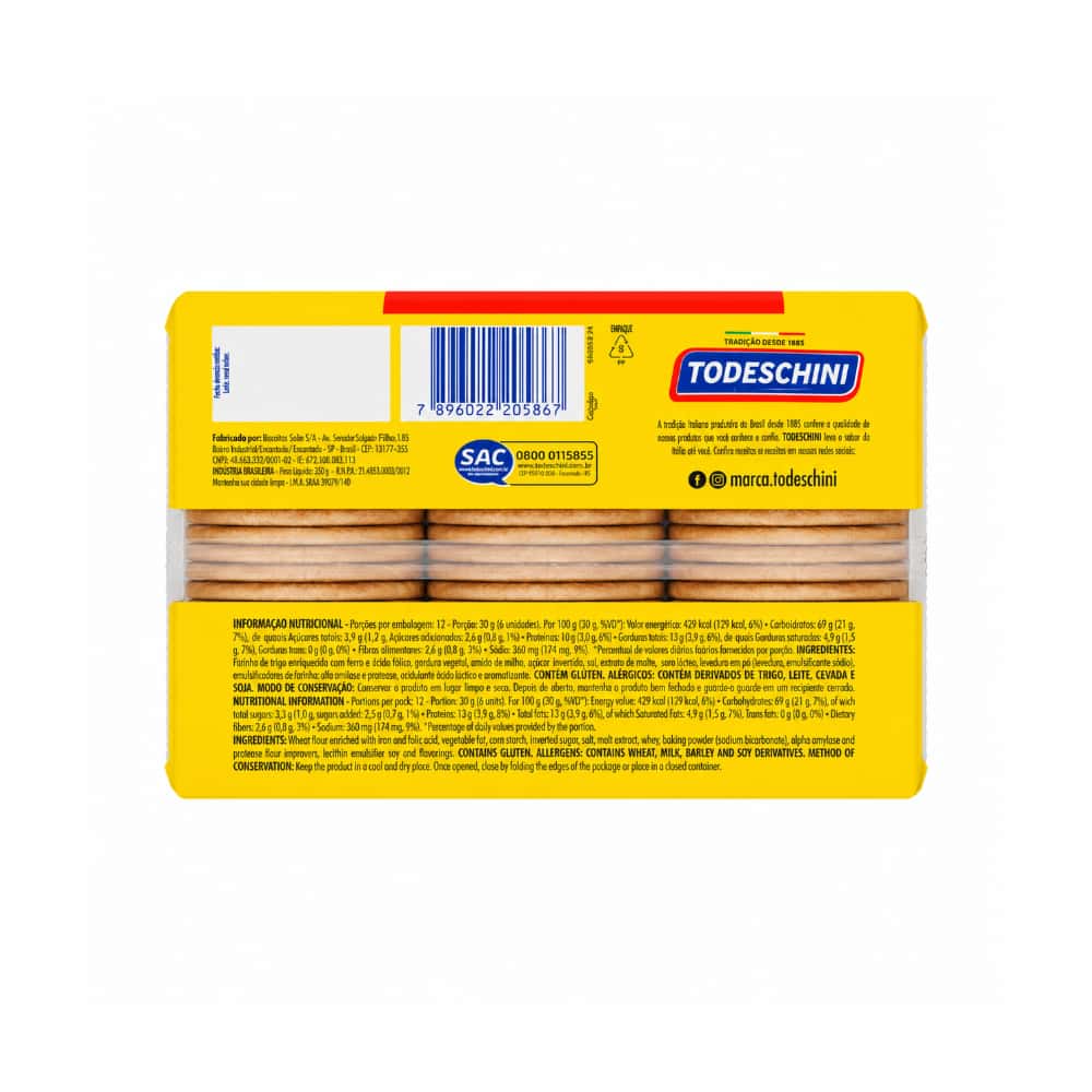 Galletas Cream Cracker sabor mantequilla Todeschini (360 g / 12 oz) - Miniatura 3
