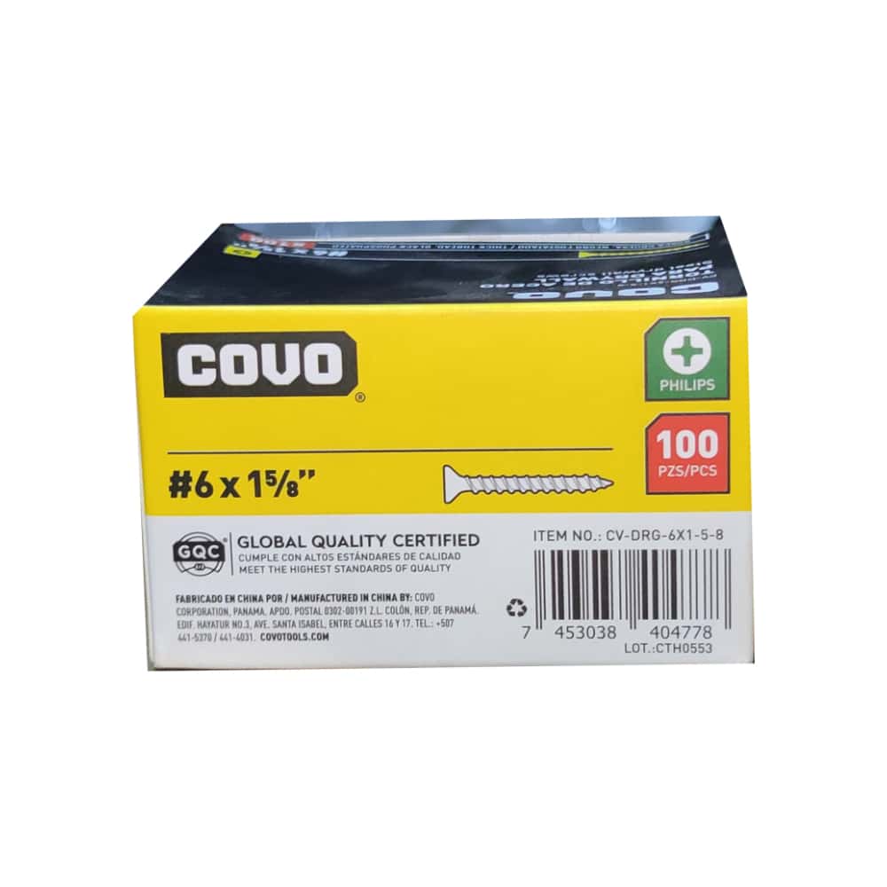 Caja de 100 tornillos de acero para paneles de yeso - pladur o drywall - #6 x 1-5/8" Covo - Miniatura 8