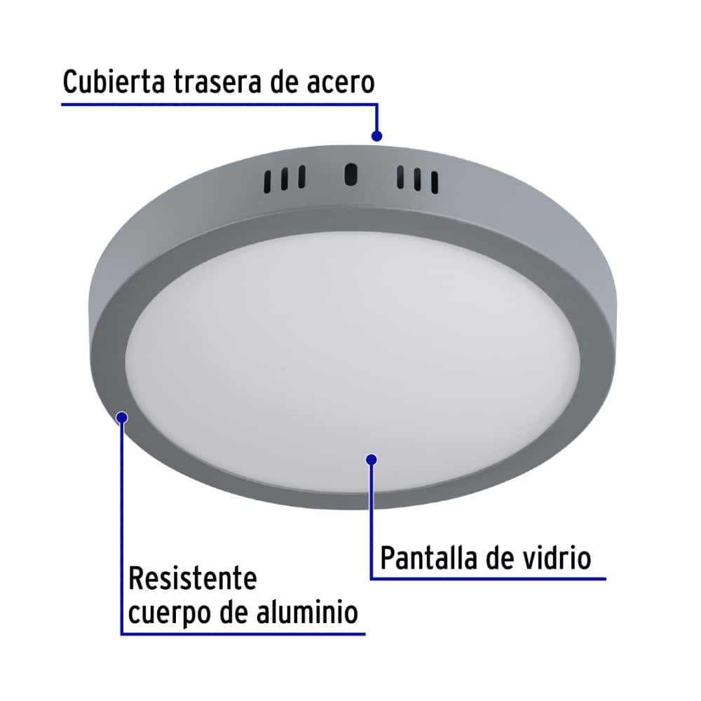 Luminario redondo gris LED 18 W Volteck PLA-216L - Miniatura 2