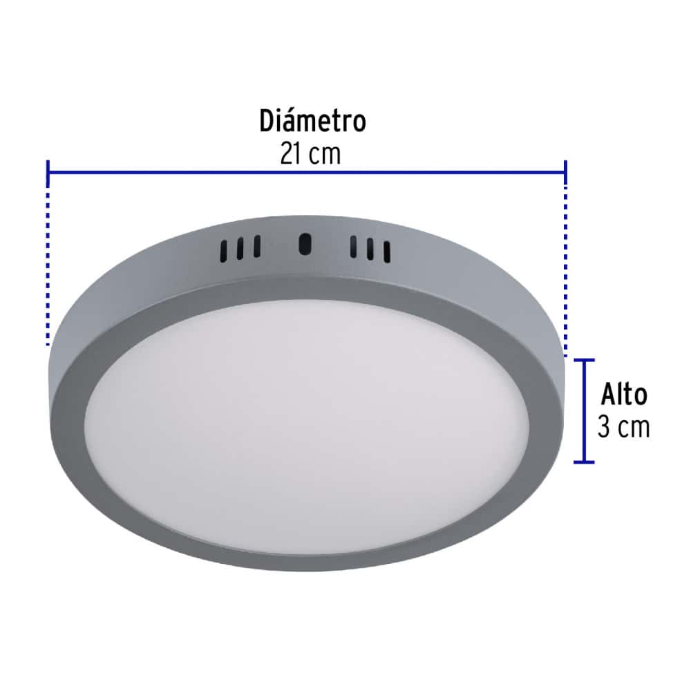 Luminario redondo gris LED 18 W Volteck PLA-216L - Miniatura 3