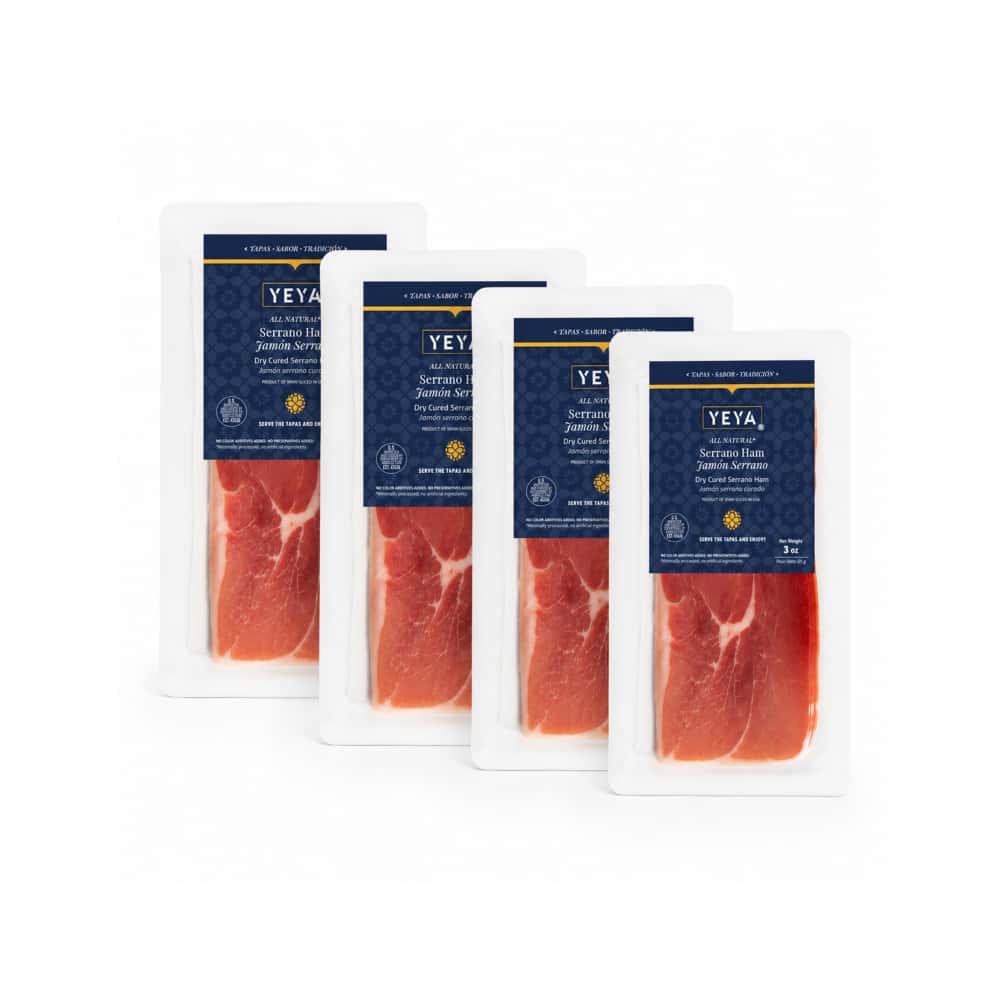 Jamón Serrano en lonchas YEYA (4 x 85 g / 3 oz) - Miniatura 1