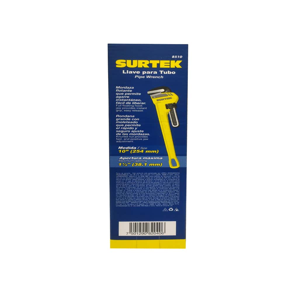 Llave de tubo -Stillson- de hierro maleable de 10" Surtek - Miniatura 3