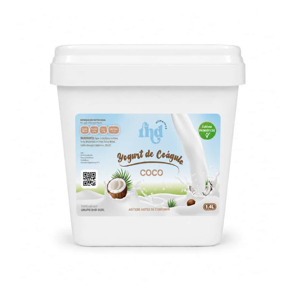 Yogurt probiótico de coágulo sabor coco RHD (1.4 L) - Miniatura 1