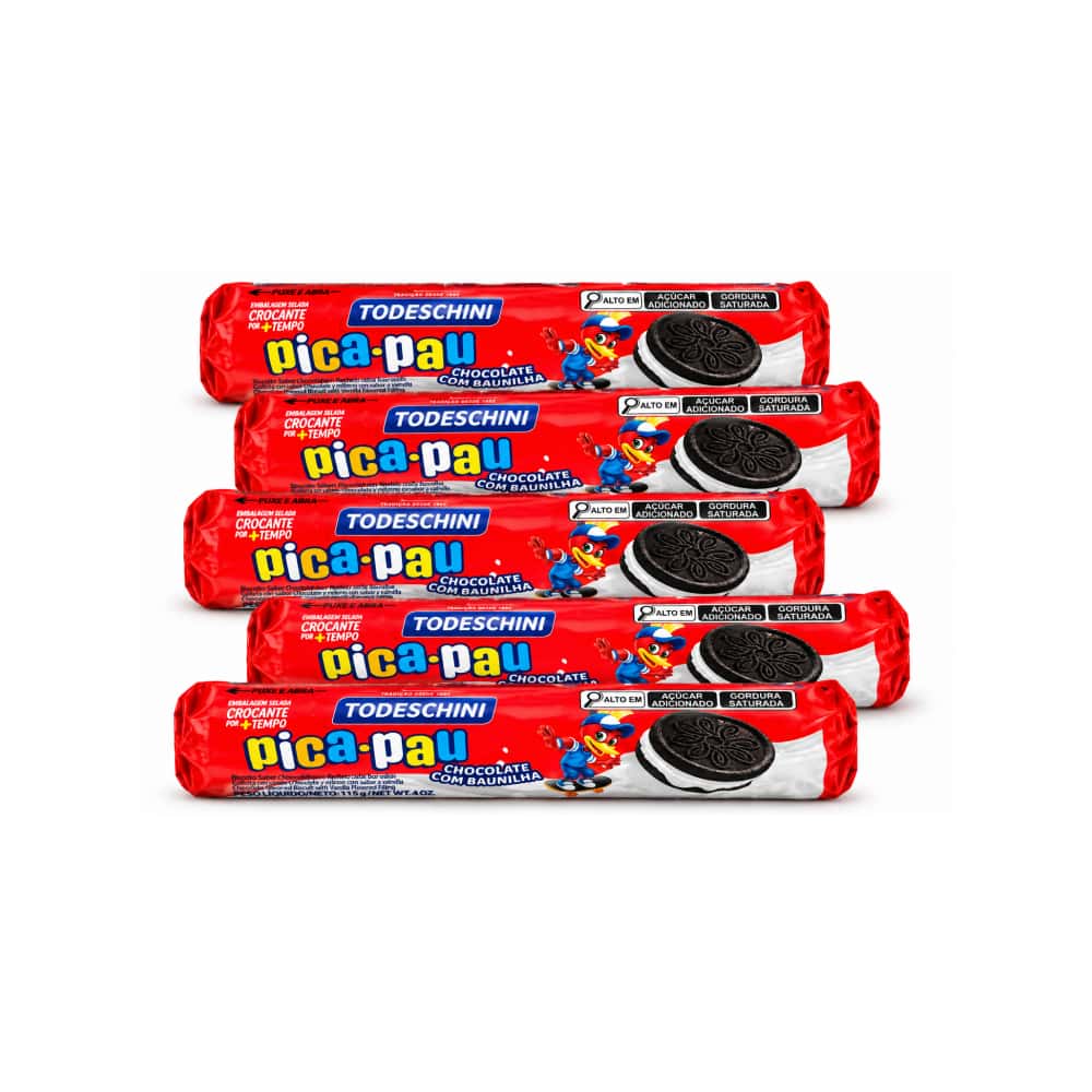 Galletas de chocolate con relleno sabor a vainilla pica pau Todeschini (5 x 115 g / 4 oz) - Miniatura 1