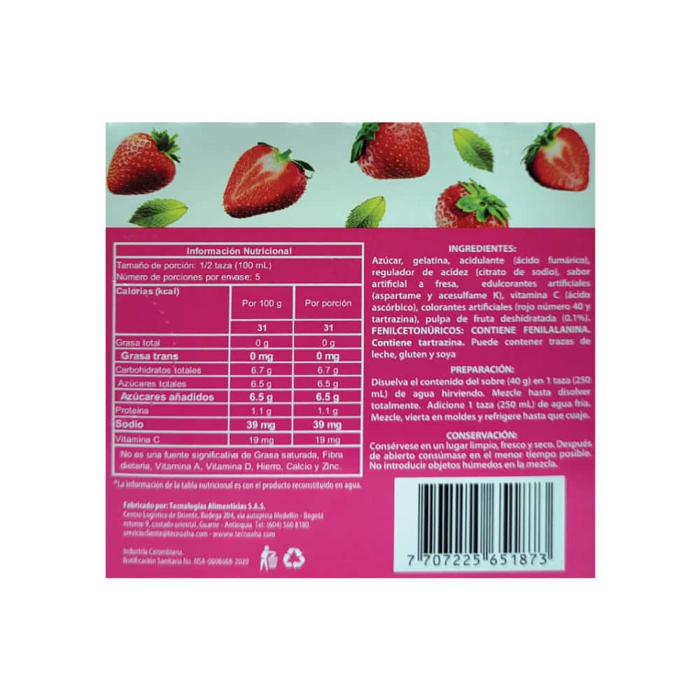 Gelatina sabor fresa Boom (3 x 40 g / 1.4 oz) - Miniatura 2