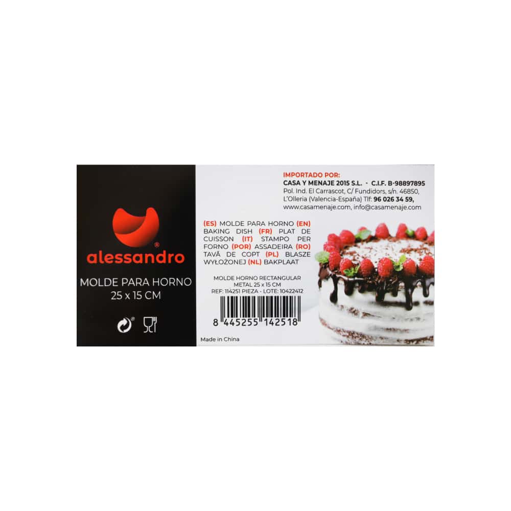 Molde para horno rectangular 25 cm Alessandro - Miniatura 2