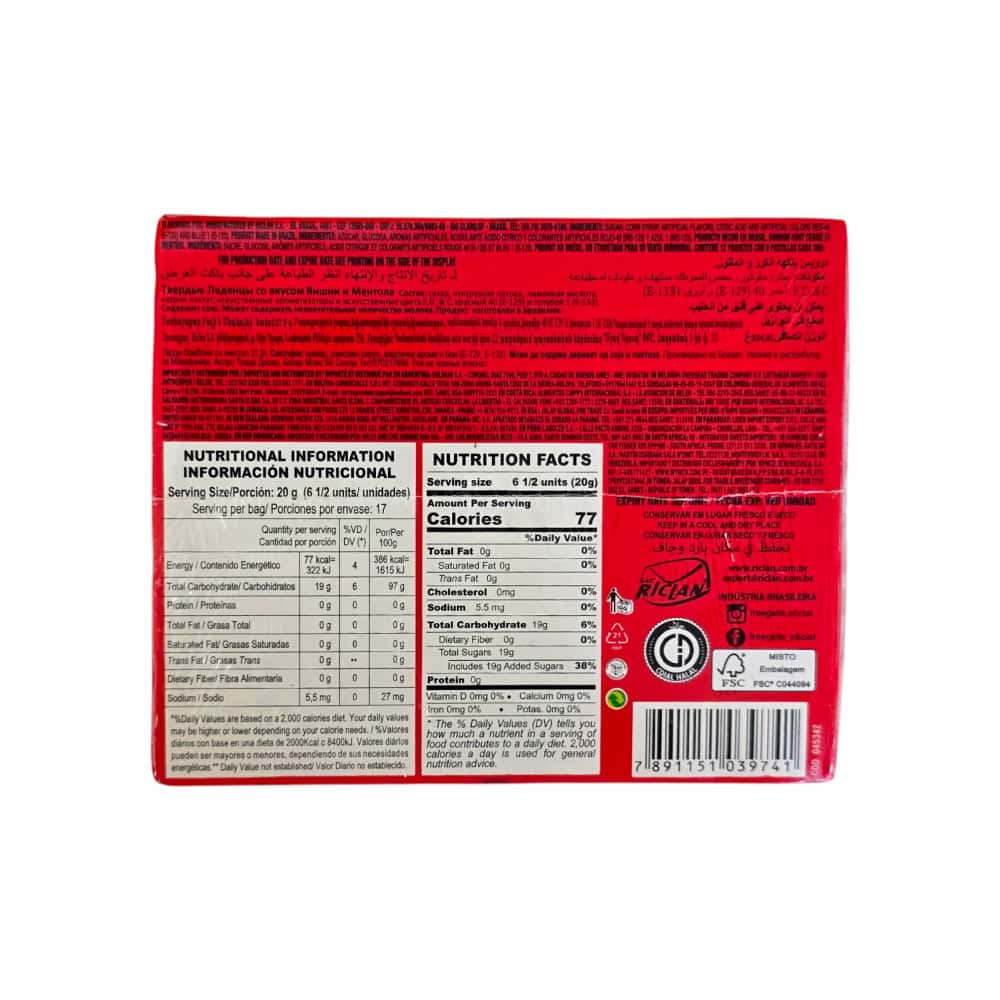 Caramelos duros sabor a cereza y mentol Freegells (334.8 g / 11.80 oz) - Miniatura 2