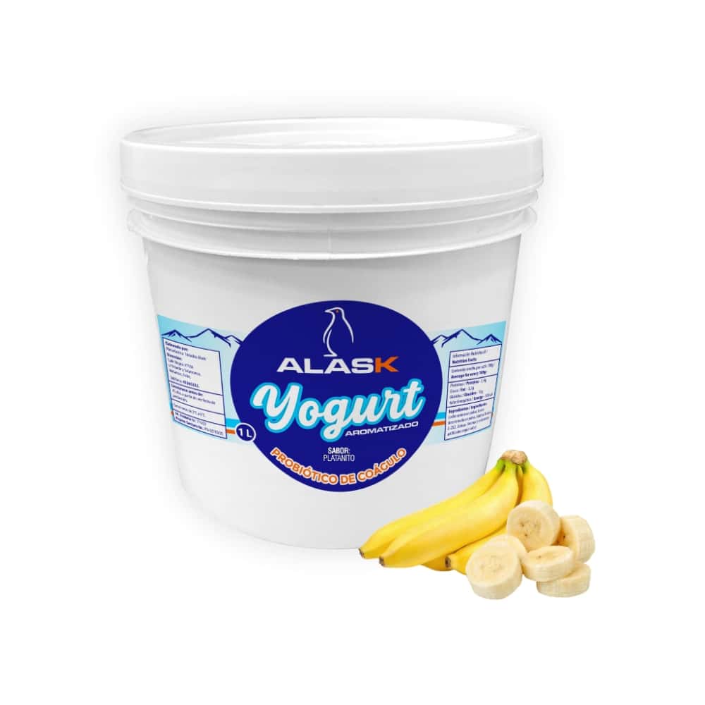 Yogurt probiótico de coágulo sabor platanito Alask (1 L) - Miniatura 1