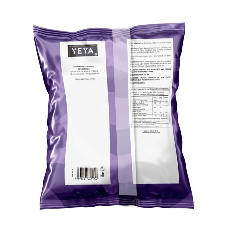 Chupa chupas con relleno de chicle sabor uva YEYA (600 g / 1.32 lb) - Miniatura 2