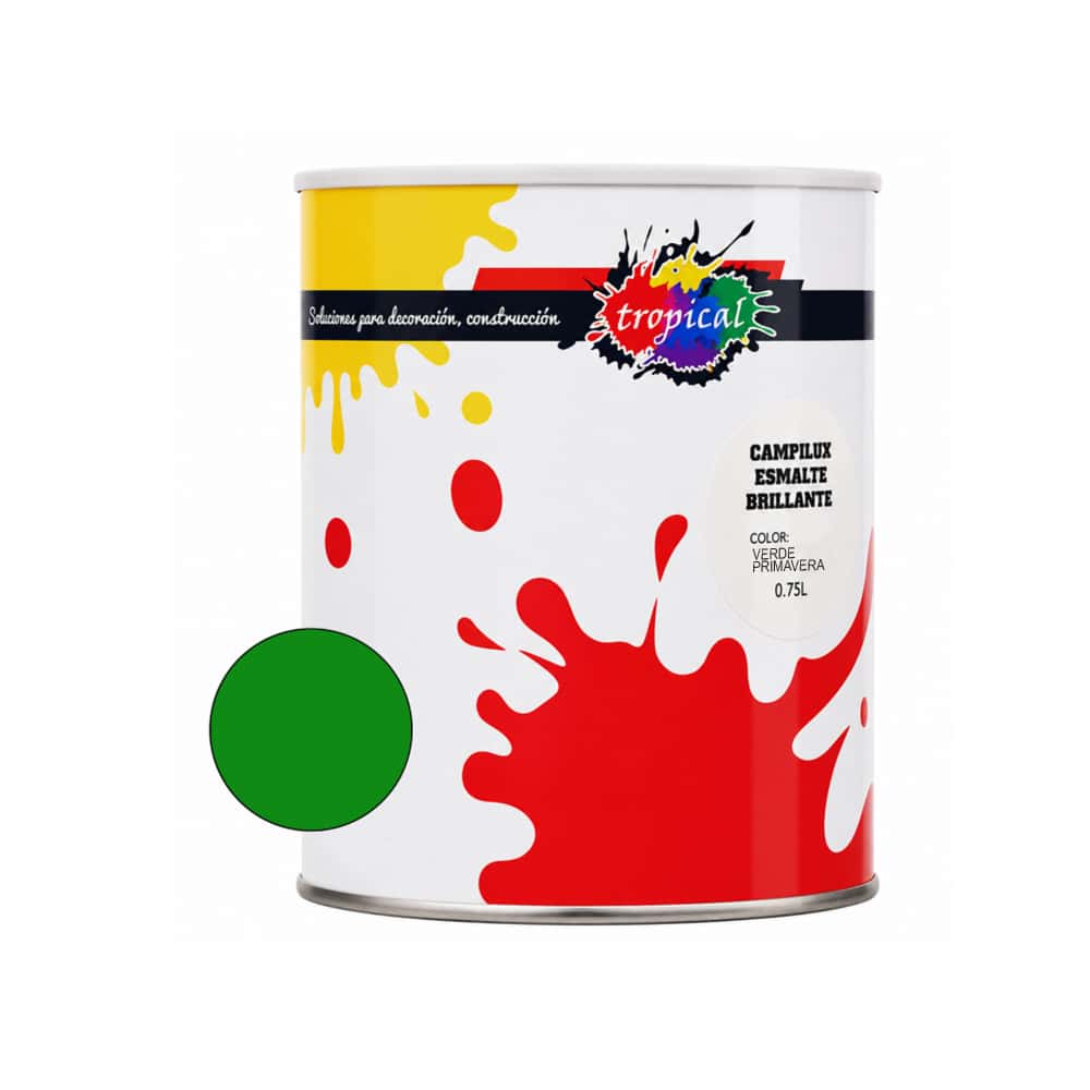 Pintura esmalte interior y exterior color verde primavera Campilux Tropical (750 ml) - Miniatura 1