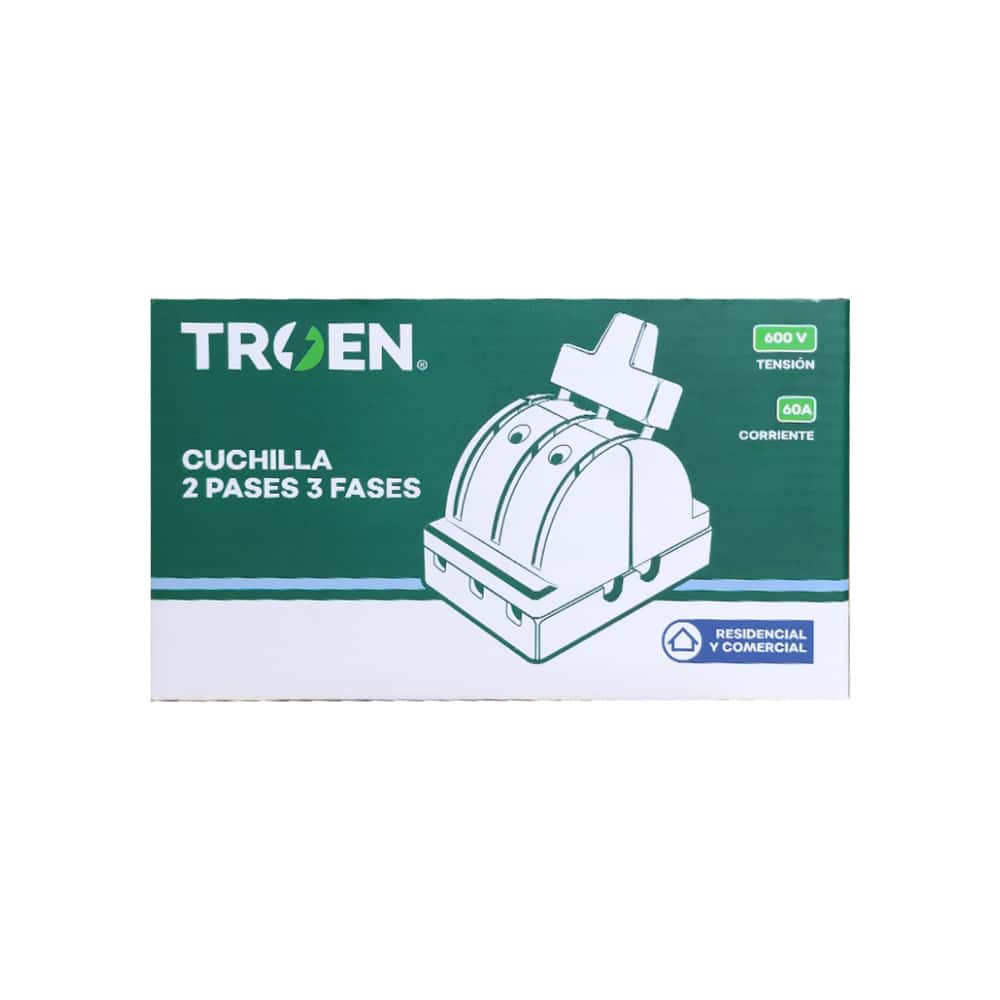 Interruptor tipo cuchilla de 3 fases y 2 polos 60 A Troen - Miniatura 2
