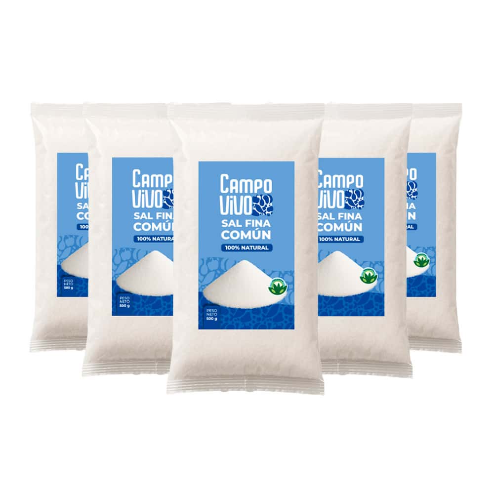 Sal fina común Campo Vivo (5 x 500 g / 1.1 lb) - Miniatura 1