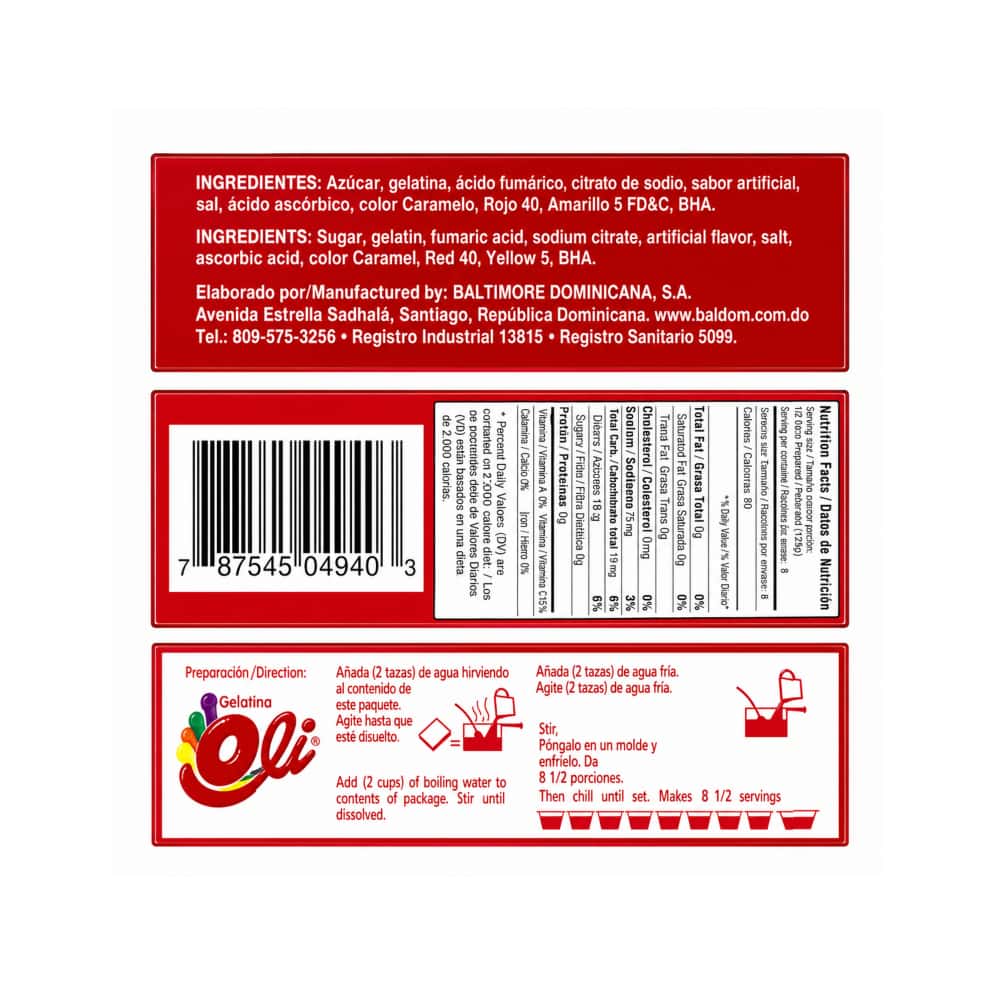 Gelatina sabor tutti frutti Oli (170 g / 6 oz) - Miniatura 2