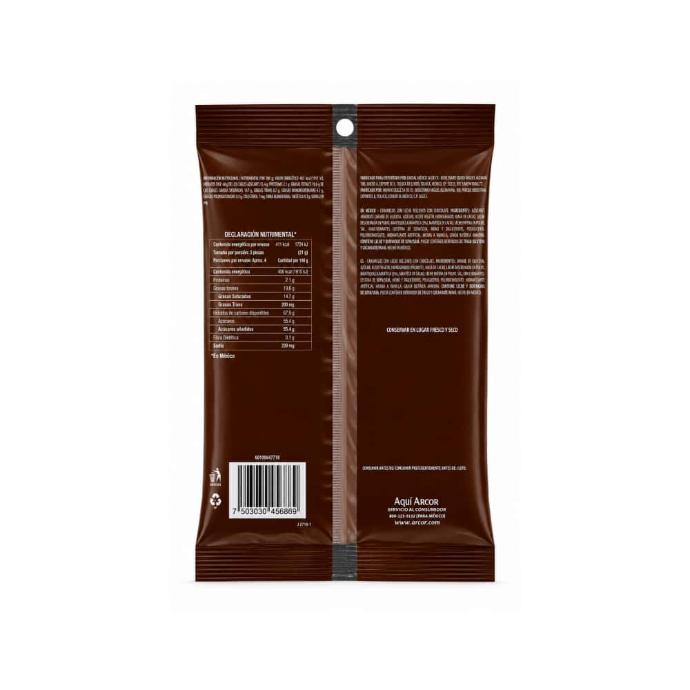 Caramelos con leche rellenos con chocolate Butter Toffees Arcor (90 g / 3.17 oz) - Miniatura 2