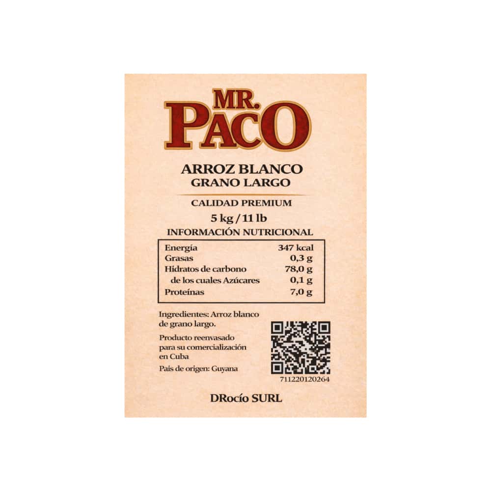 Arroz blanco grano largo Mr. Paco (5 kg / 11 lb) - Miniatura 2