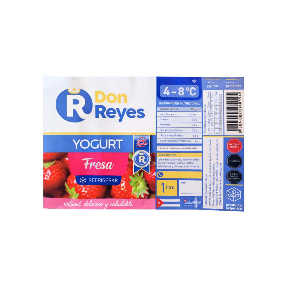 Yogurt natural sabor fresa Don Reyes (1 L) - Miniatura 3