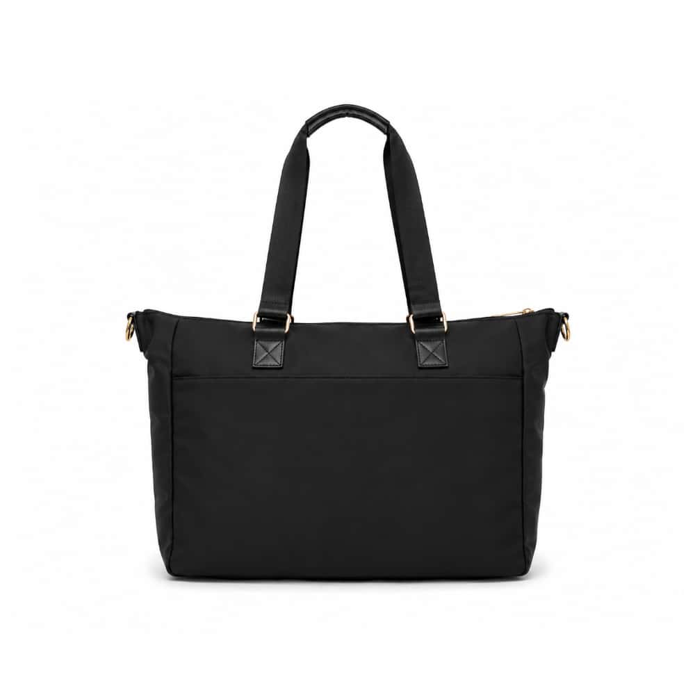 Bolso shopper negro de nailon con bolsillo frontal y asas largas Isabella (1 U) - Miniatura 2