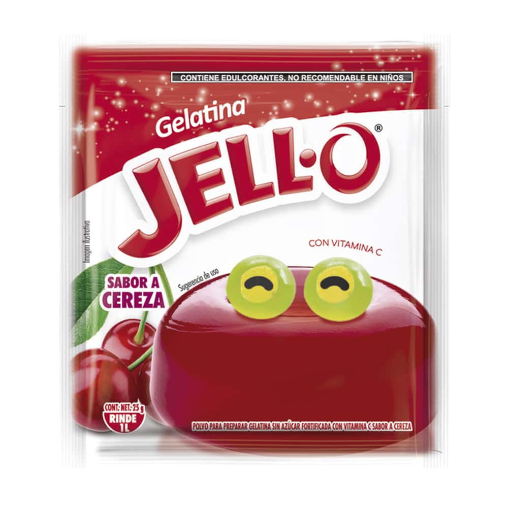Gelatina sin azúcar fortificada con vitamina C sabor cereza Jell-O (25 g) - Miniatura 1