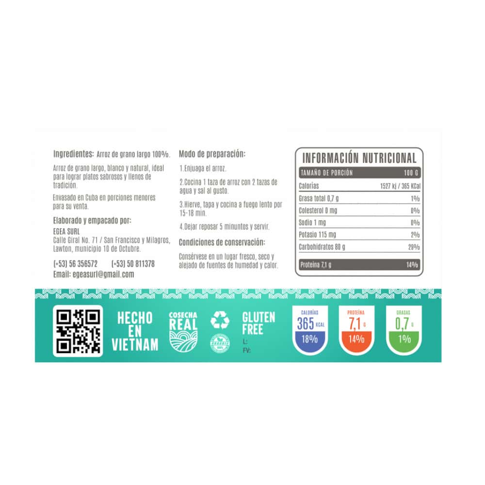 Arroz de grano largo Cosecha Real (8 x 1 kg / 2.2 lb) - Miniatura 2