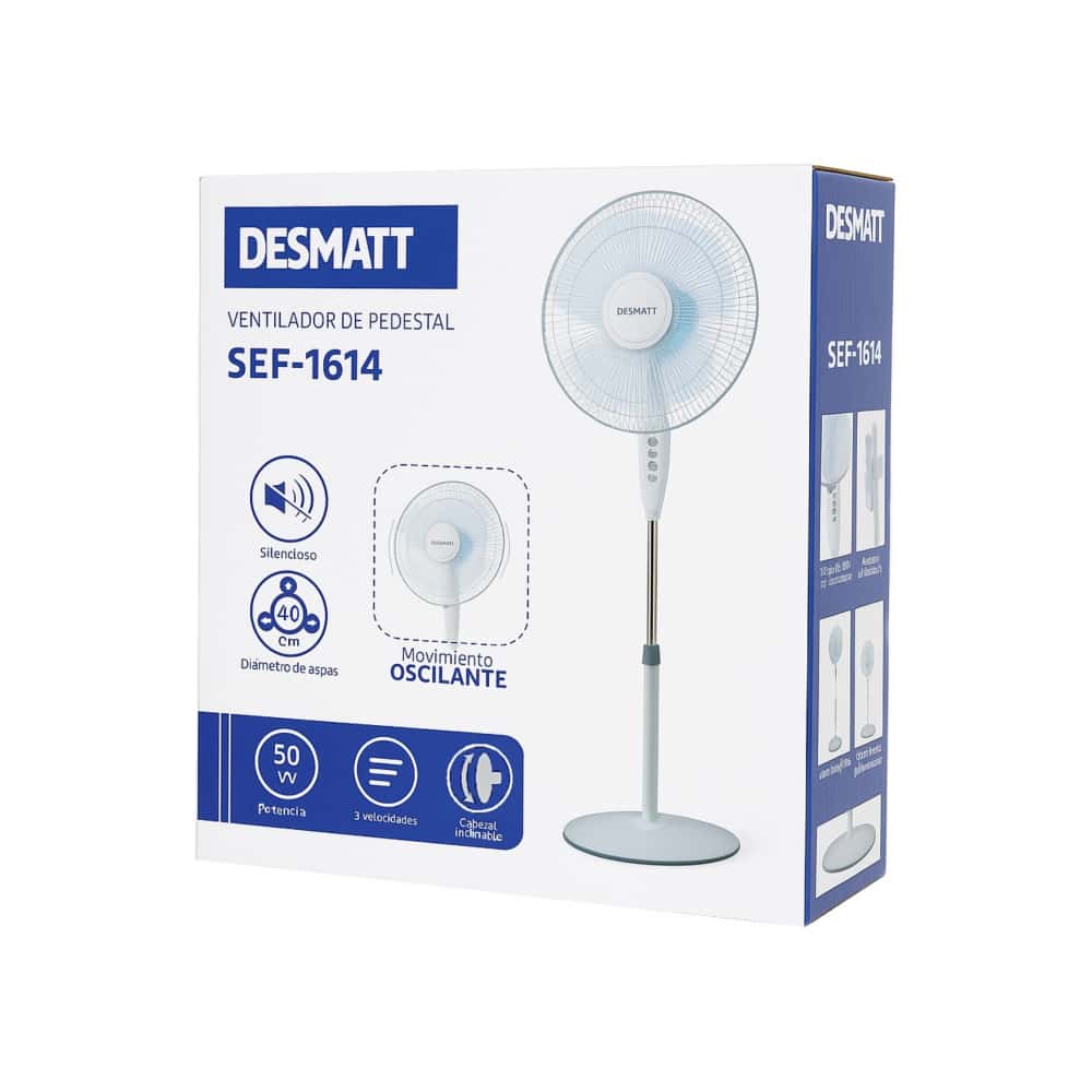 Ventilador de pedestal color blanco Desmatt SEF-1614 - Miniatura 3