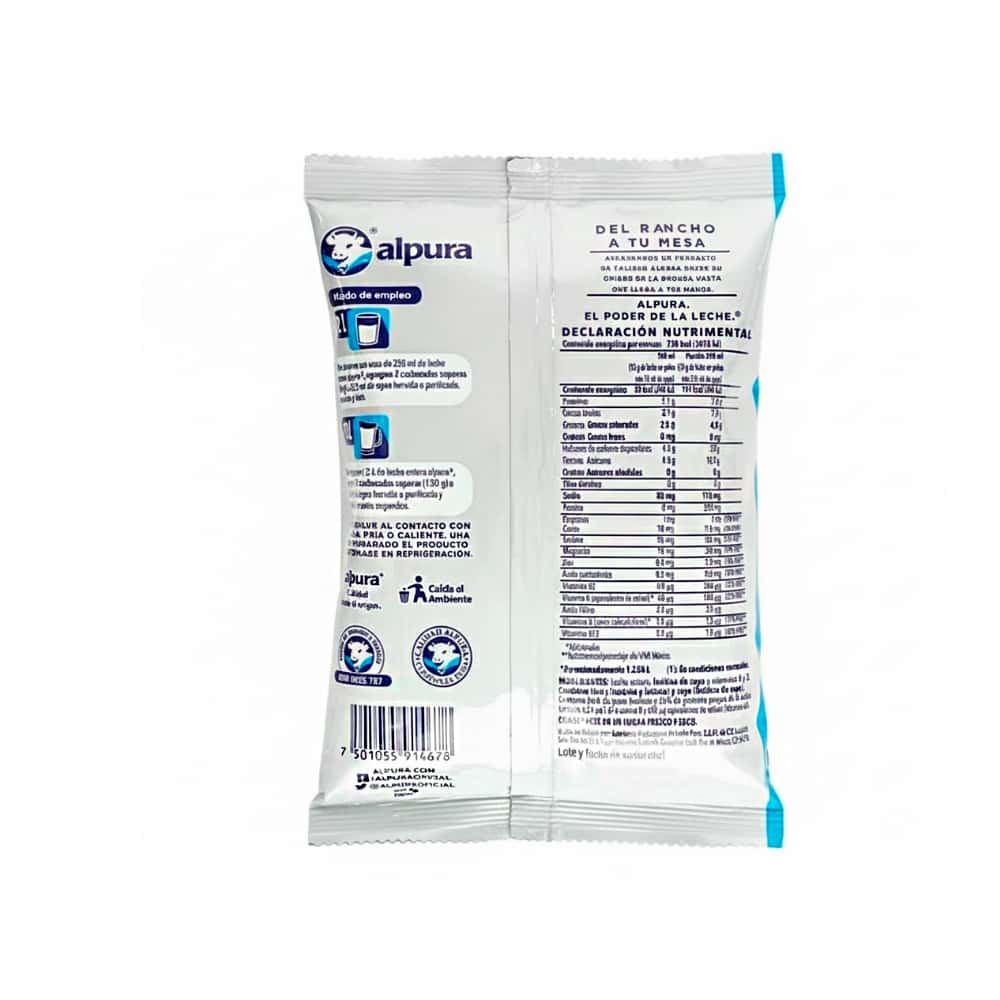 Leche entera en polvo adicionada con vitaminas A y D clásica Alpura (150 g / 5.29 oz) - Miniatura 4
