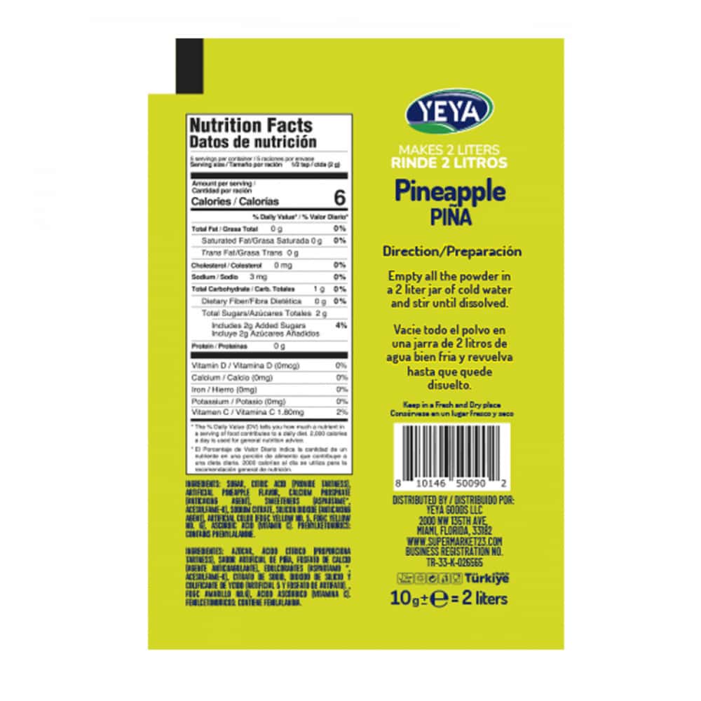 Refresco instantáneo sabor piña YEYA (10 g) - Miniatura 3