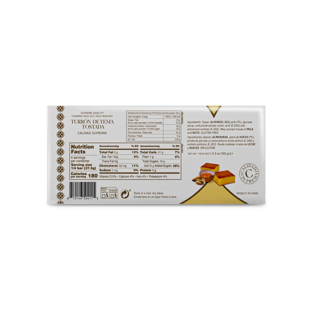 Turrón de Yema Tostada Calidad Suprema YEYA (150 g / 5.3 oz) - Miniatura 4