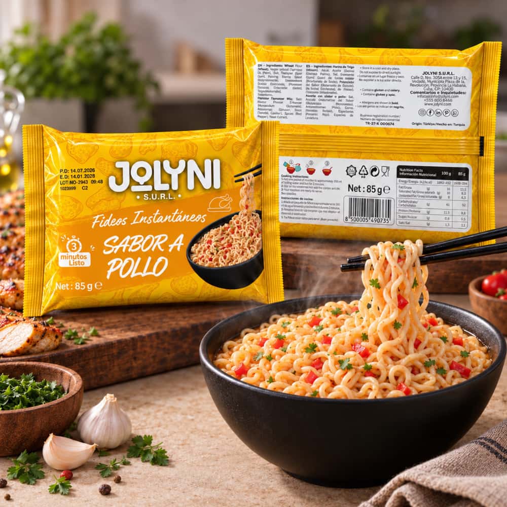 Sopa de fideos instantáneos sabor pollo Jolyni (2 x 85 g / 3 oz) - Miniatura 5