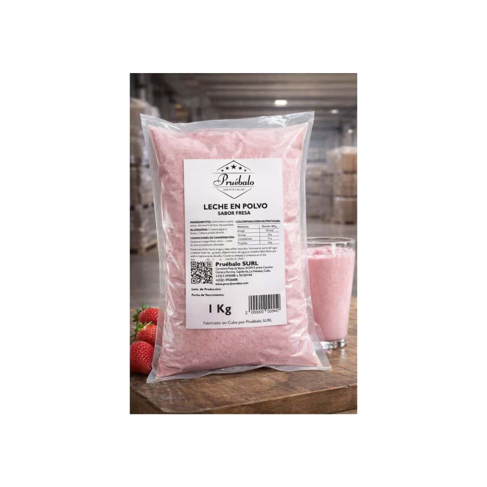Leche en polvo sabor a fresa Pruébalo (1 kg / 2.2 lb) - Miniatura 4