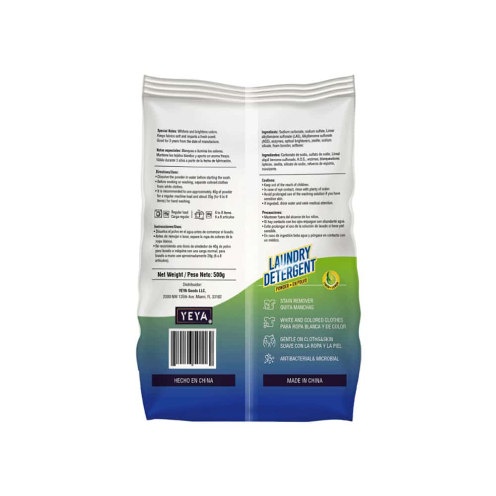 Detergente en polvo con aroma a limón YEYA (5 x 500 g / 1.1 lb) - Miniatura 3