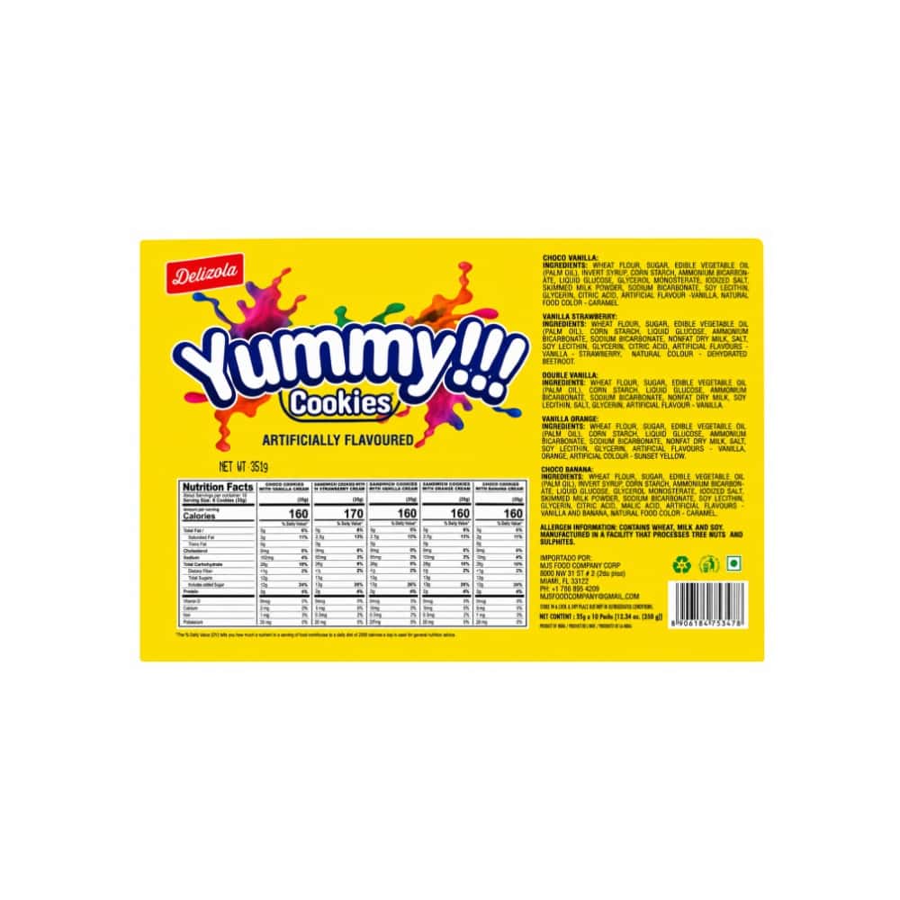 Galletas dulces rellenas de sabores variados Yummy Delizola (10 x 35 g / 1.23 oz) - Miniatura 4
