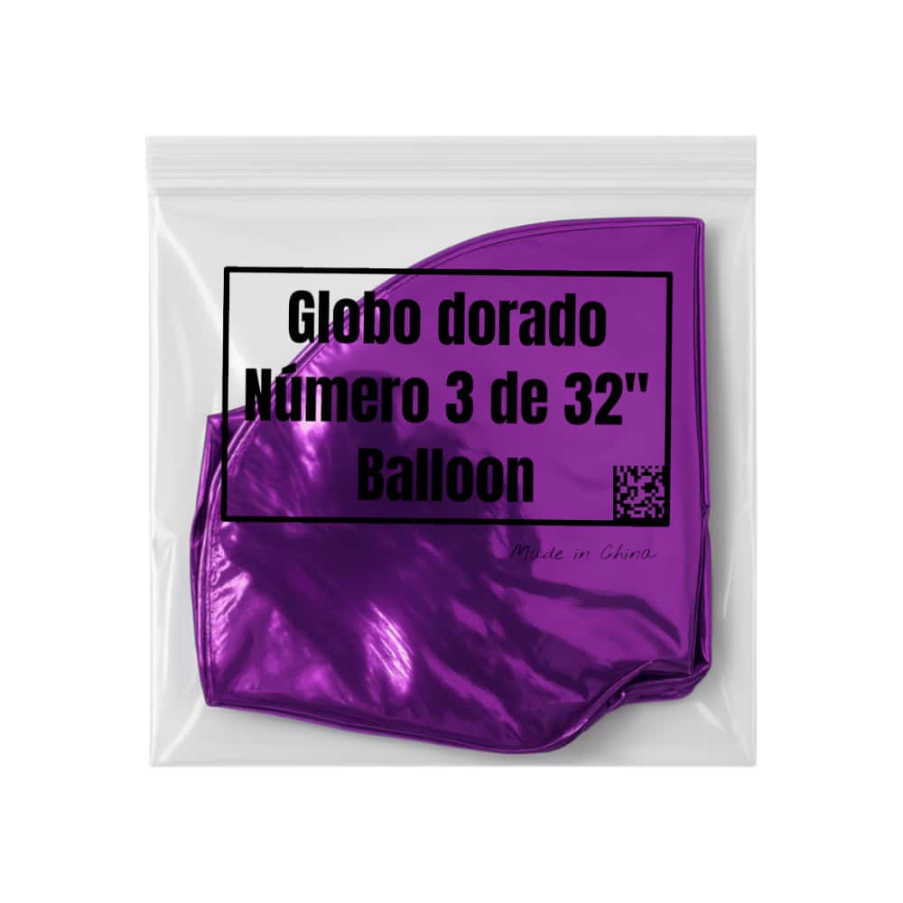 Globo morado número 3 de 32 pulgadas Balloon - Miniatura 2