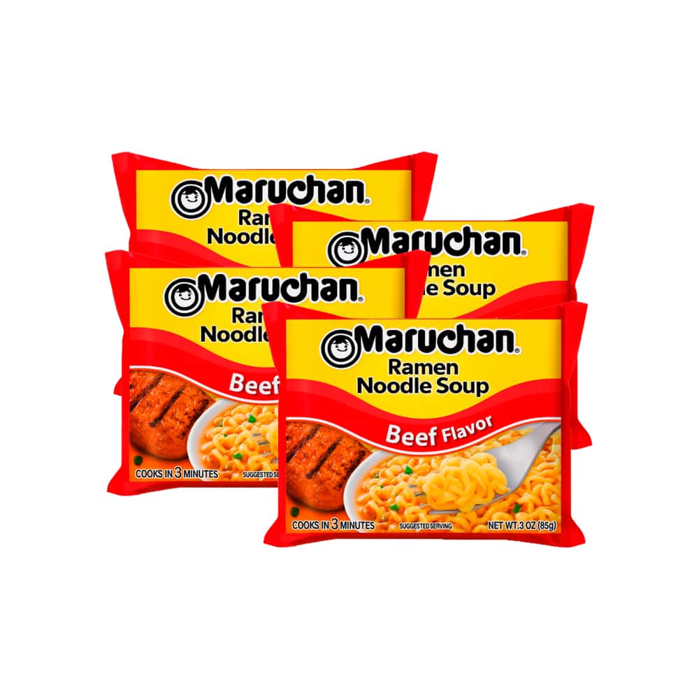 Sopa instantánea de fideos sabor carne de res Maruchan (4 x 85 g / 2.99 oz) - Miniatura 1