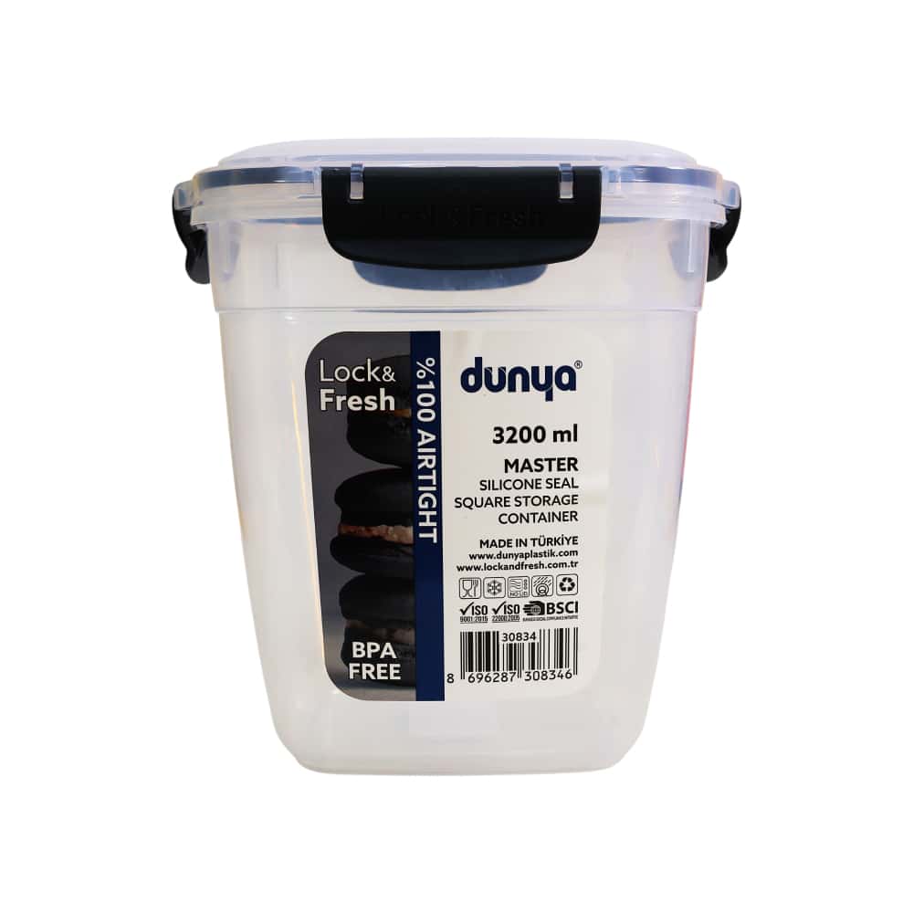 Fiambrera cuadrada de plástico de 3200 ml Dunya - Miniatura 1