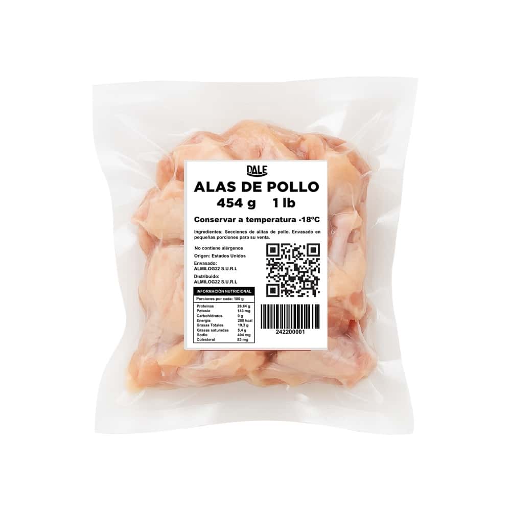 Alas crudas de pollo Dale (454 g / 1 lb) - Miniatura 2